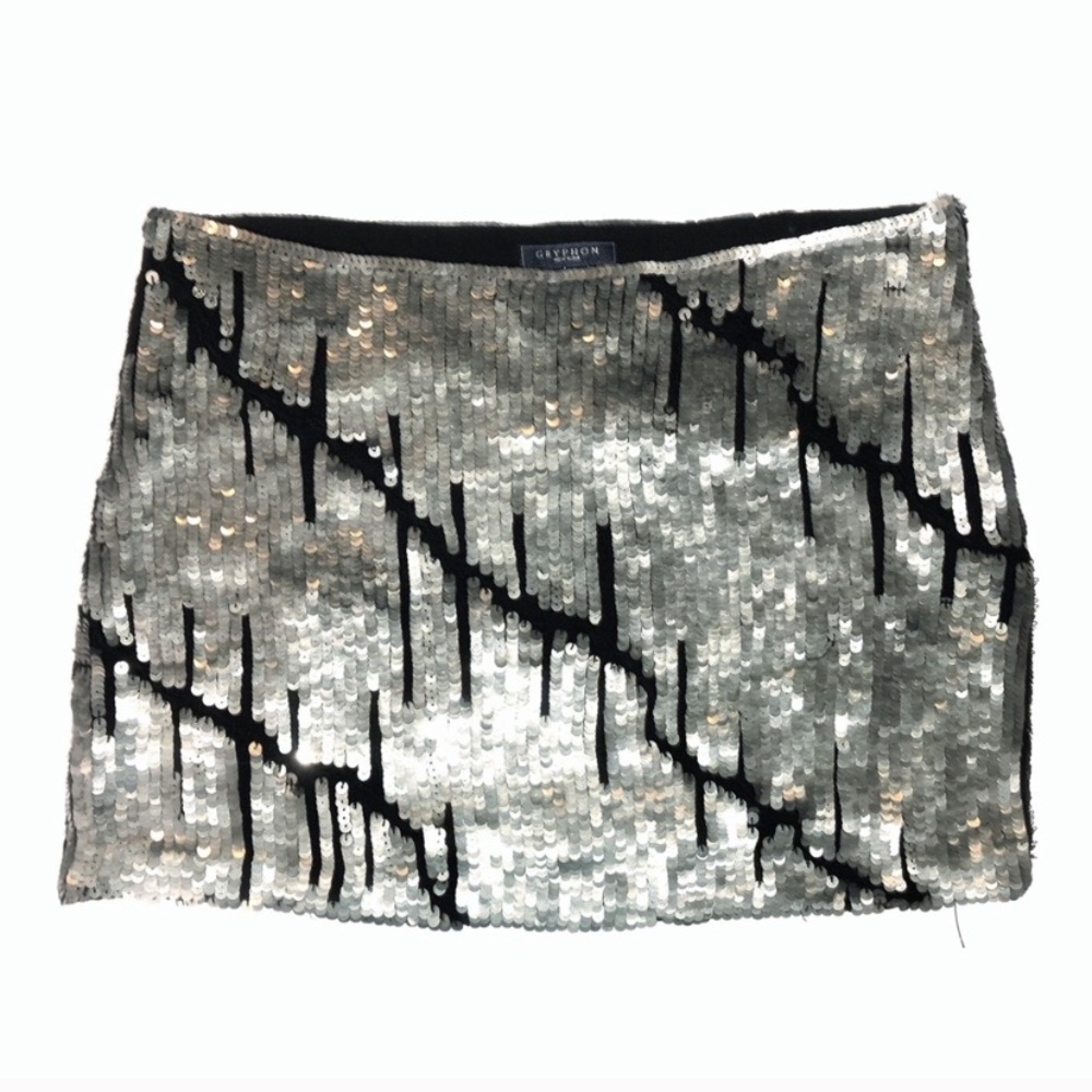 GRYPHON VEIN mini Sequin Silver Skirt Short